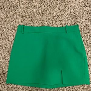 Green mini skirt